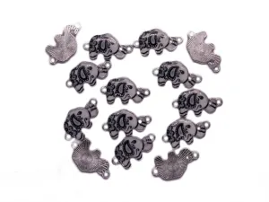 Black White Elephant Metal Charms