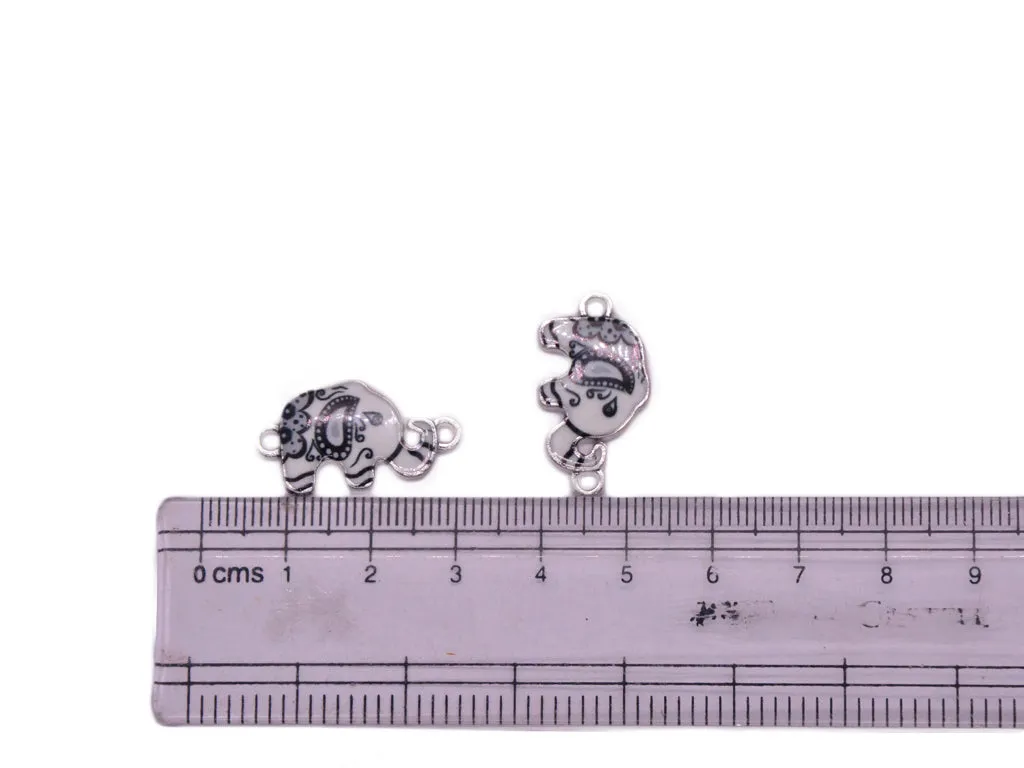 Black White Elephant Metal Charms