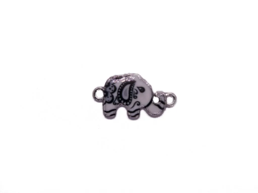 Black White Elephant Metal Charms