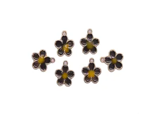 Black Yellow Flower Enamel Metal Charms