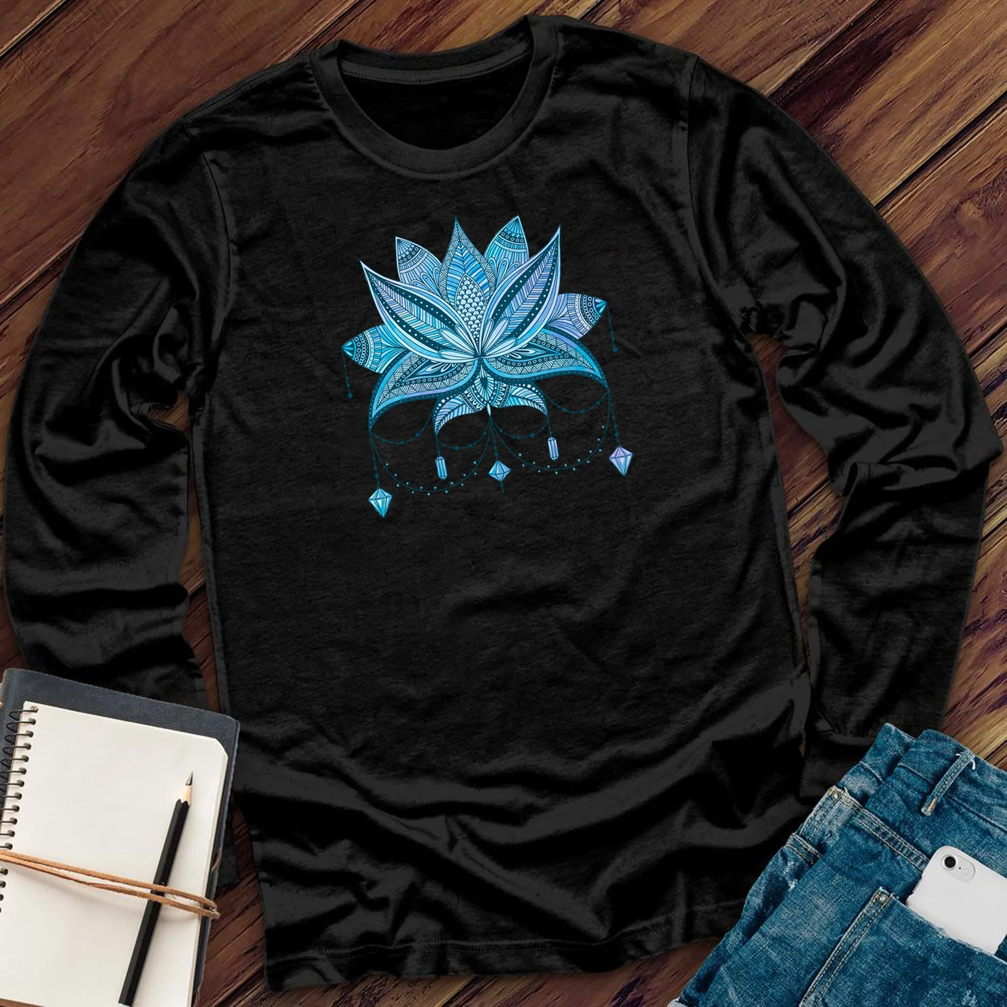 Blue Gem Drip Lotus Long Sleeve