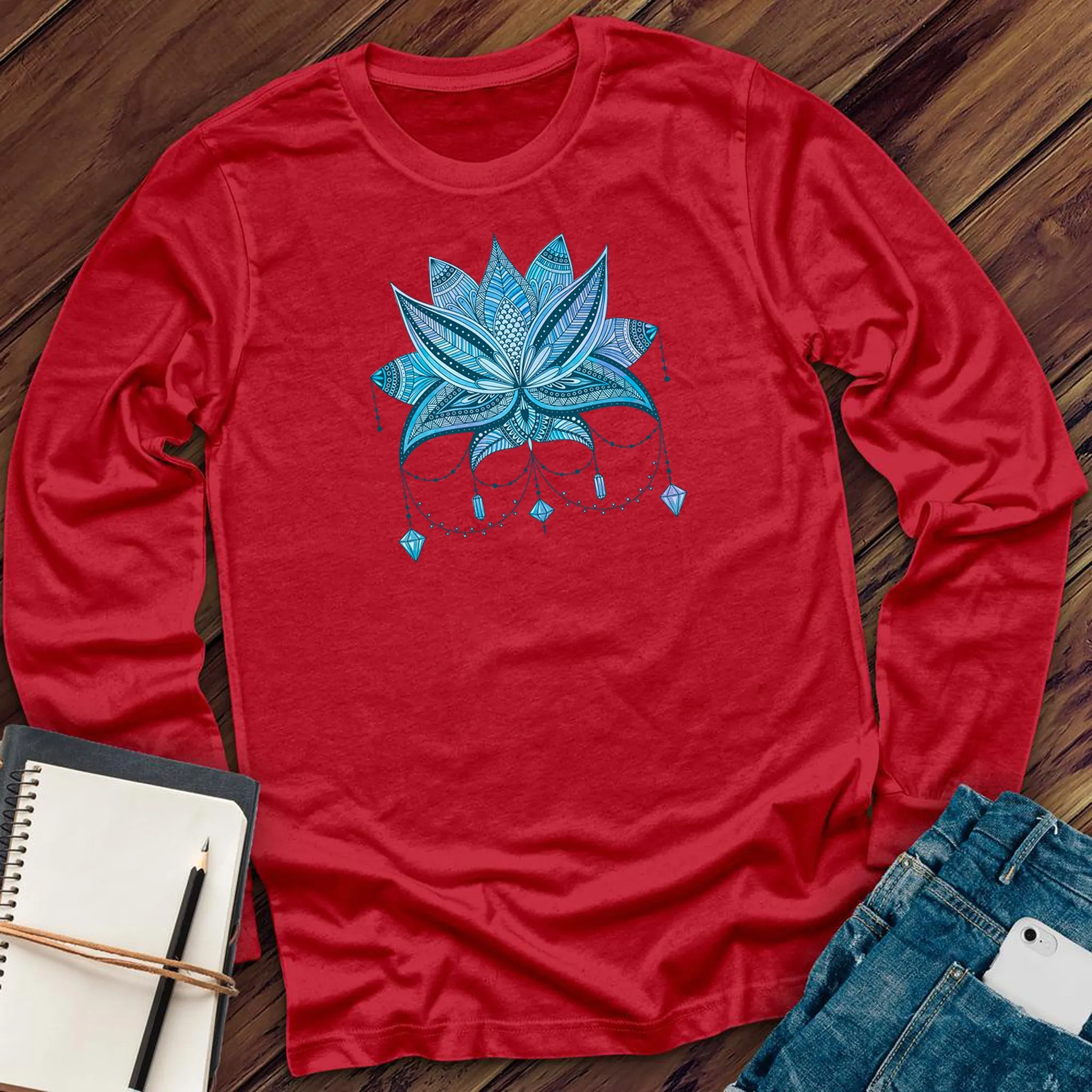 Blue Gem Drip Lotus Long Sleeve