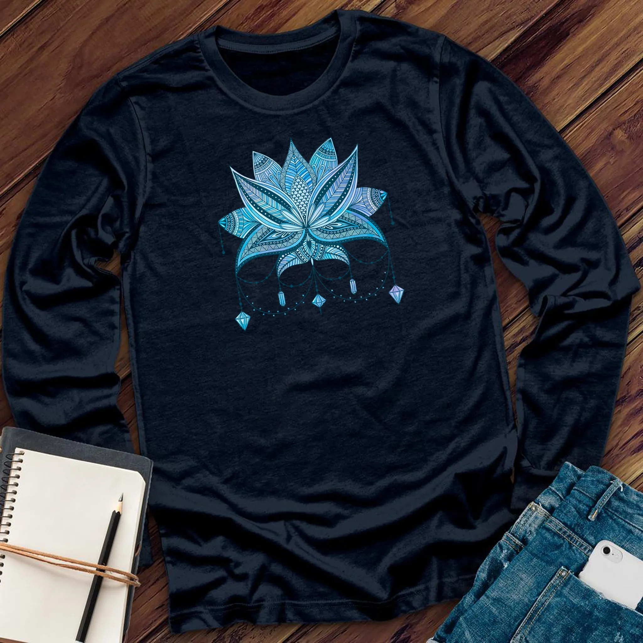 Blue Gem Drip Lotus Long Sleeve
