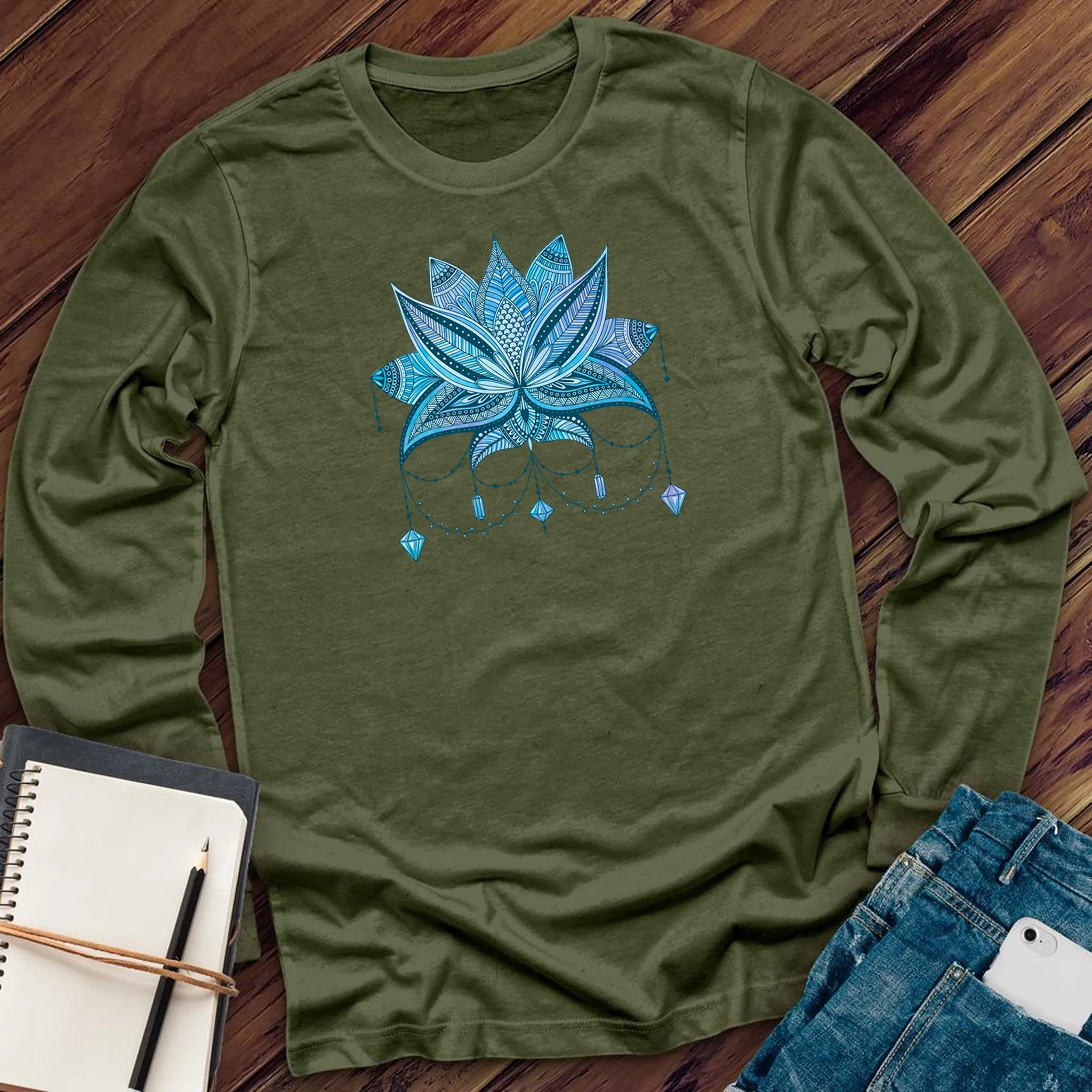 Blue Gem Drip Lotus Long Sleeve