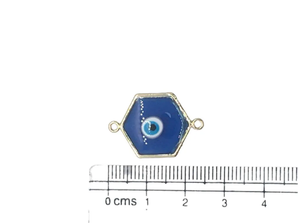 Blue Hexagonal Evil Eye Designer Charms