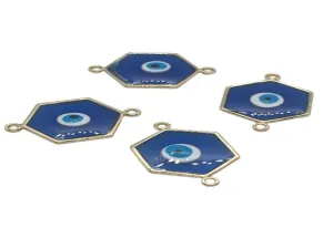 Blue Hexagonal Evil Eye Designer Charms