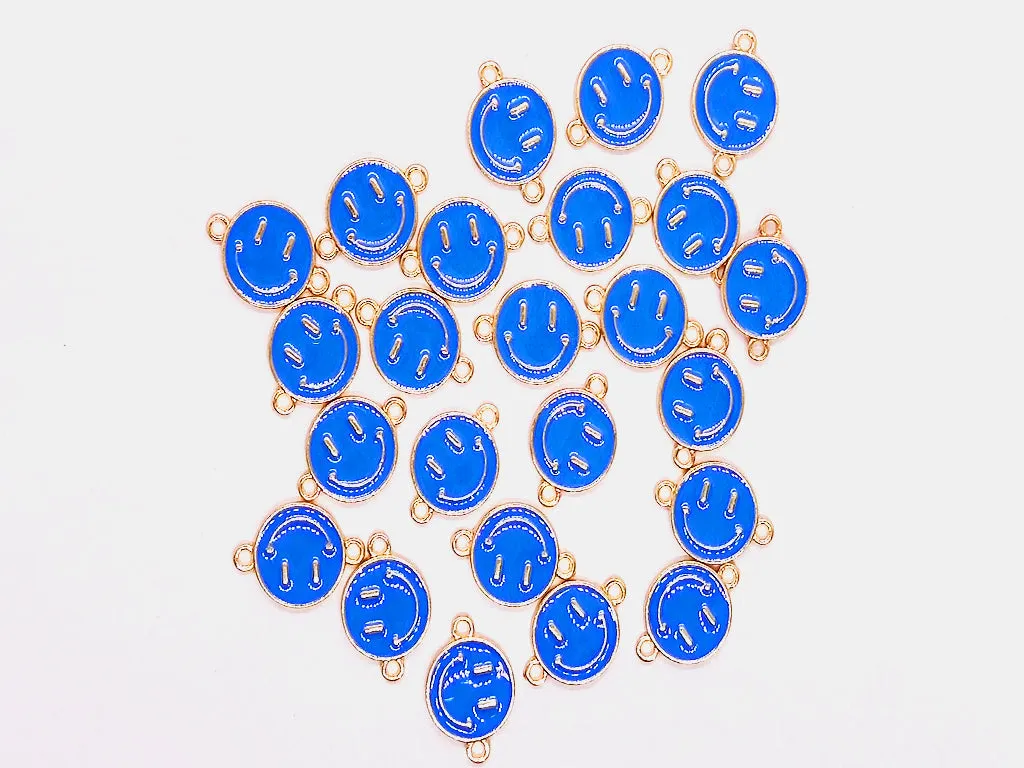 Blue Smiley Metallic Jewelry Charms