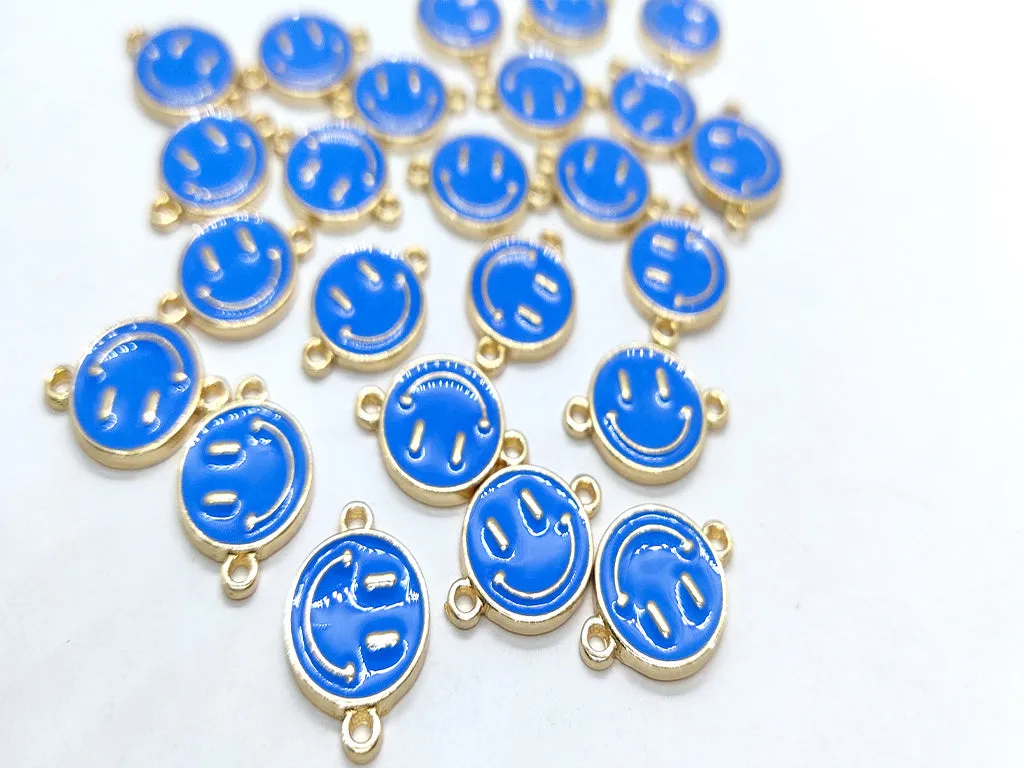 Blue Smiley Metallic Jewelry Charms