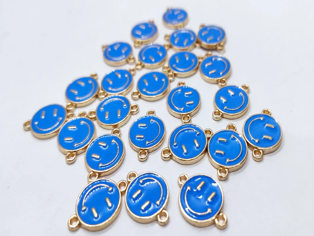 Blue Smiley Metallic Jewelry Charms