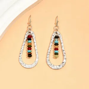 Boho Colorful Beaded Earringss only at Bling & Bloom's Boutique | Vintage Colorful Beaded Earrings | Hammered Silver Earrings