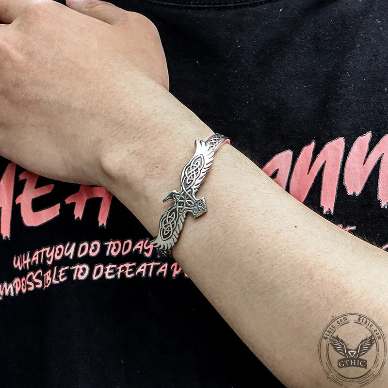 Celtic Eagle Stainless Steel Viking Cuff Bracelet