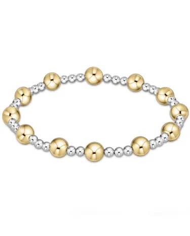 Classic Sincerity Pattern 6mm Bead Bracelet - Mixed Metal