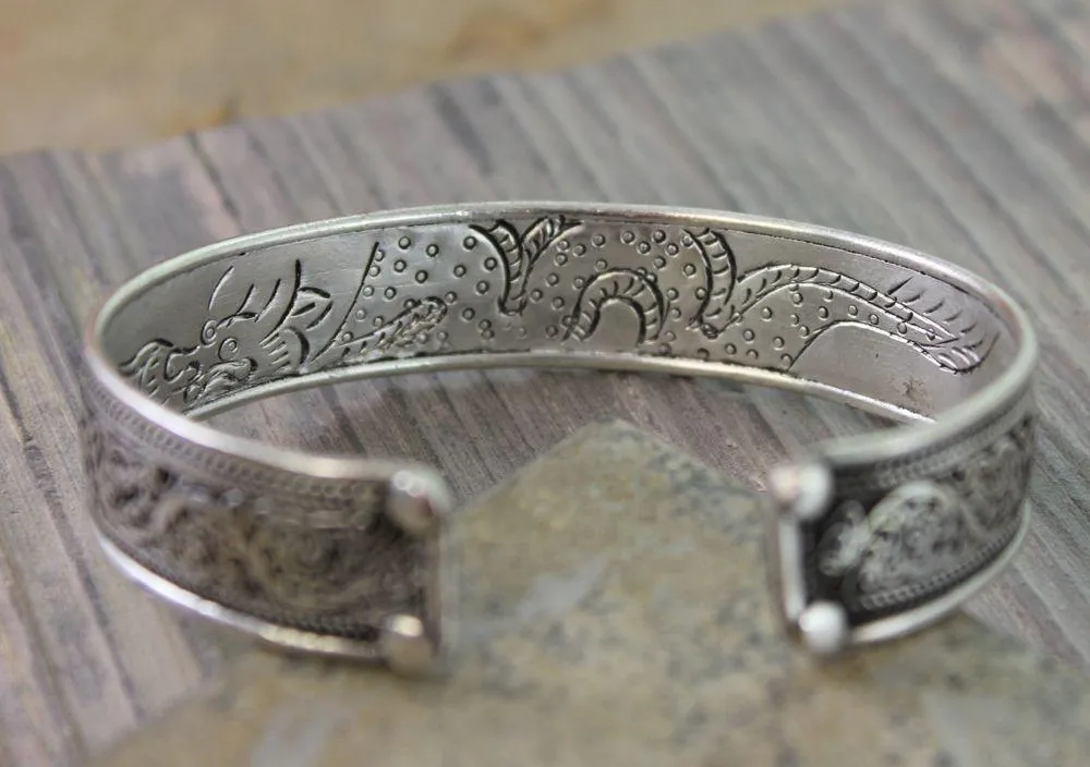 Coral Om Mani Dragon Bracelet