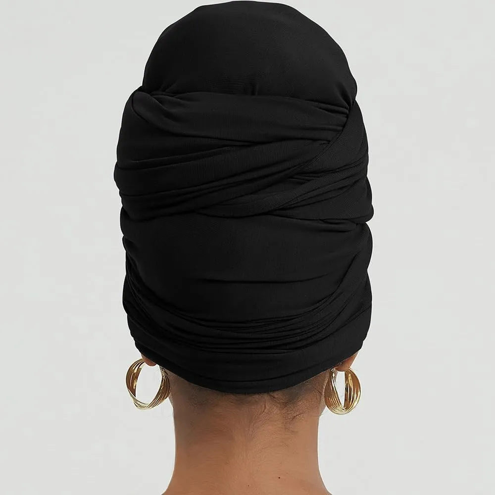 corciova Long Soft Head Wrap Turban Headband for Black Women Two Way Stretch Fashion African Head Covering Jersey Hijab Scarf