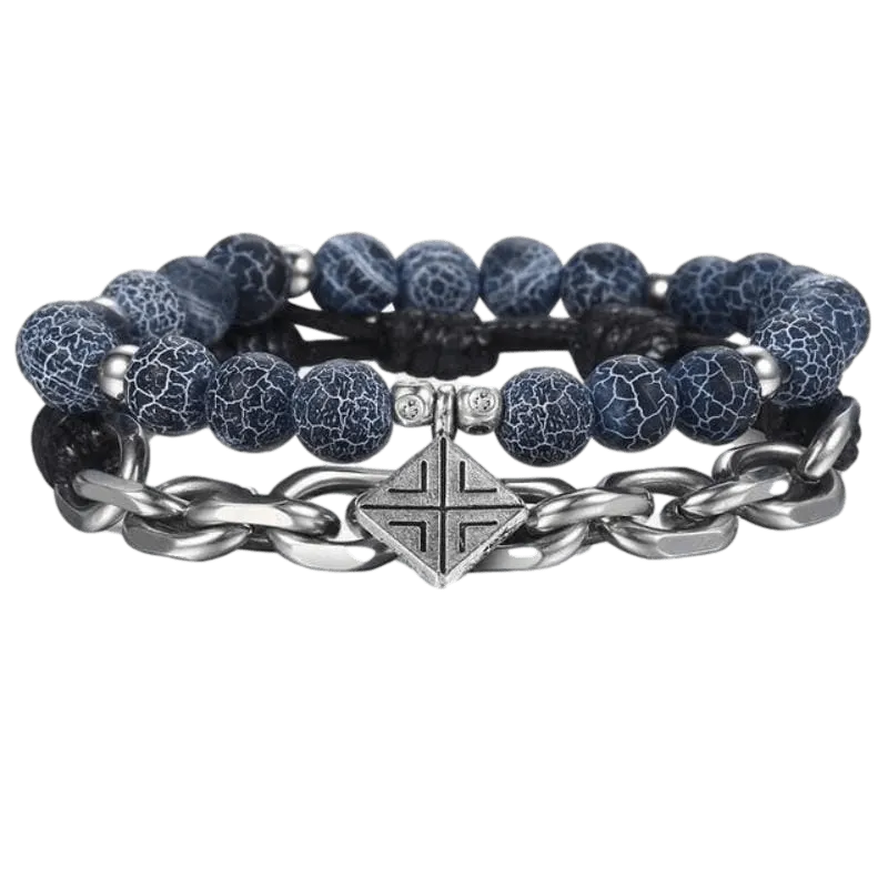 Cracked Globe Tribal Stainless Steel Beaded Bracelets