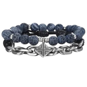 Cracked Globe Tribal Stainless Steel Beaded Bracelets