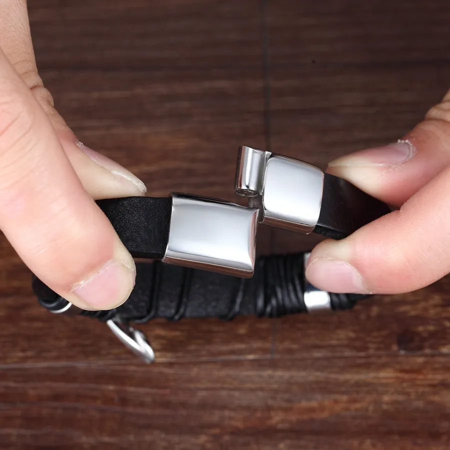 Cross Design Classic Leather Bracelet