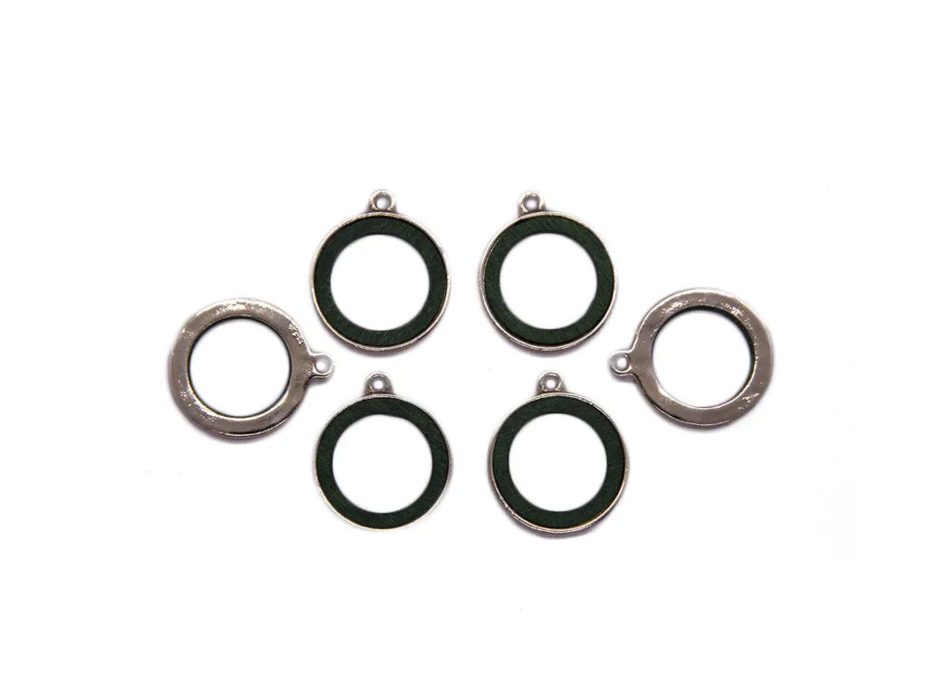 Dark Green Round Metal Charms