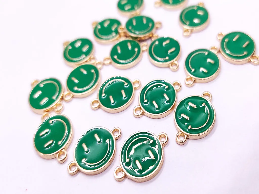Dark Green Smiley Metallic Jewelry Charms