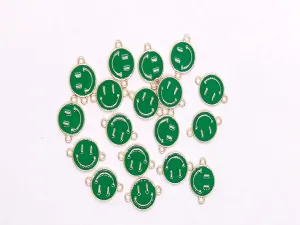 Dark Green Smiley Metallic Jewelry Charms