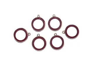 Dark Maroon Round Metal Charms