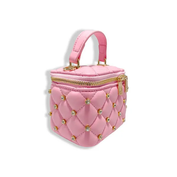Dark Pink Embellished Vanity Quilted Purse