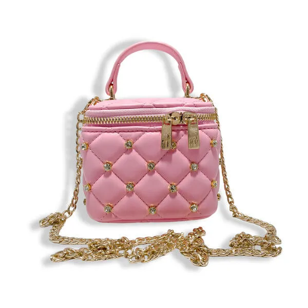 Dark Pink Embellished Vanity Quilted Purse