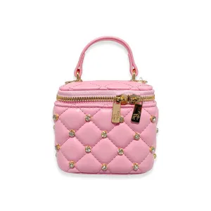 Dark Pink Embellished Vanity Quilted Purse