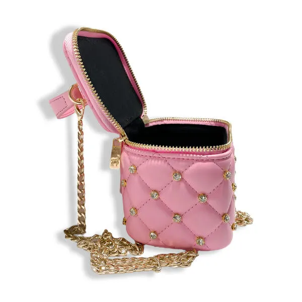 Dark Pink Embellished Vanity Quilted Purse