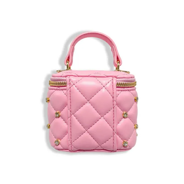 Dark Pink Embellished Vanity Quilted Purse