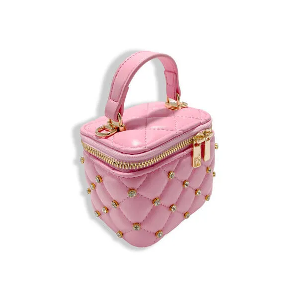 Dark Pink Embellished Vanity Quilted Purse