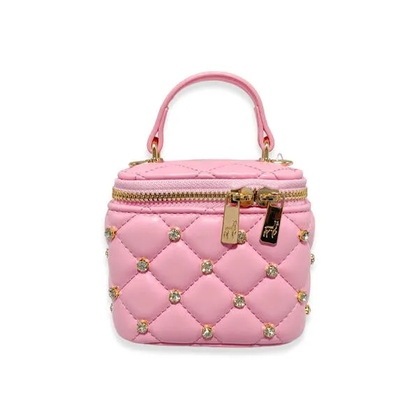 Dark Pink Embellished Vanity Quilted Purse