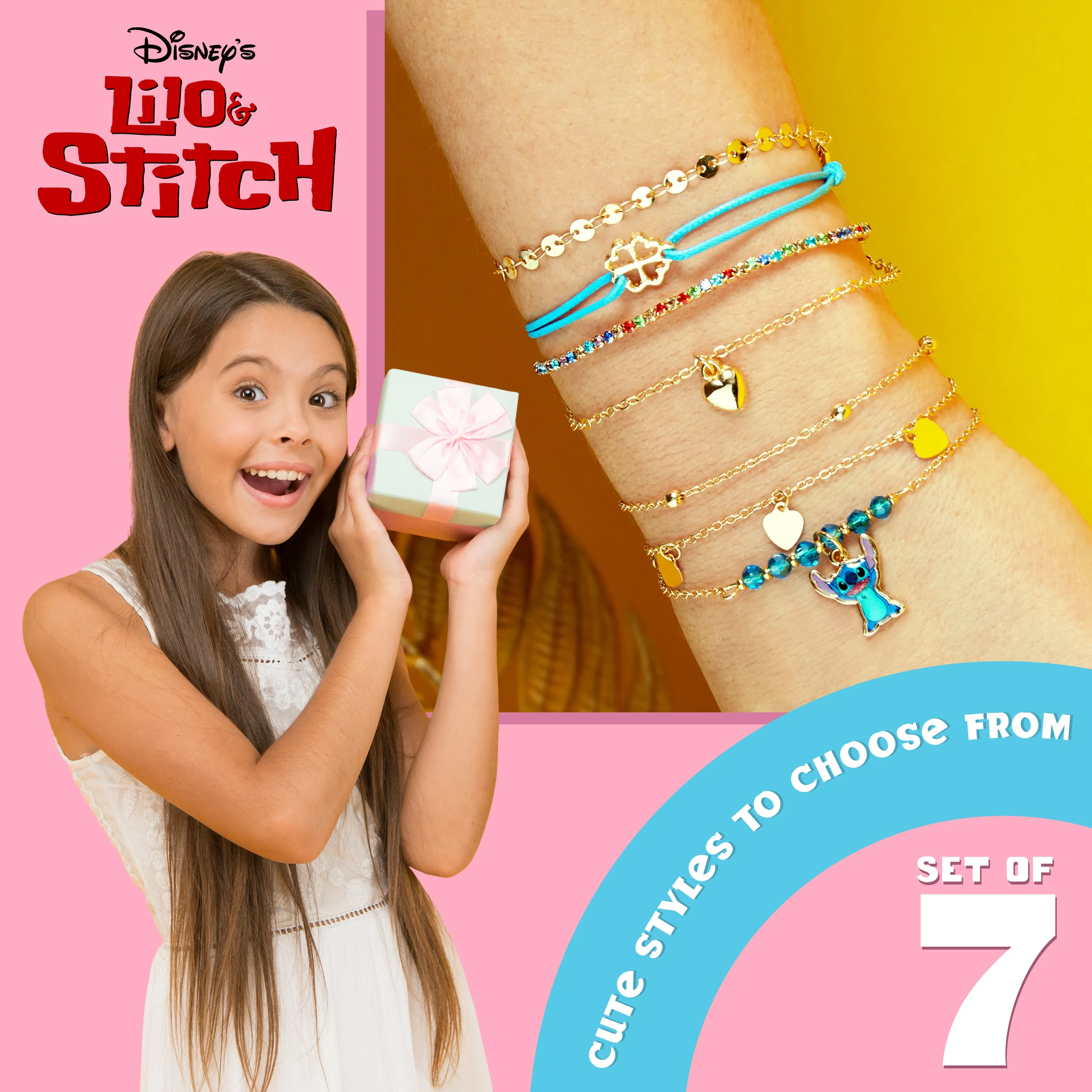 Disney Girls Bracelet with Charms - Stitch Gifts for Girls