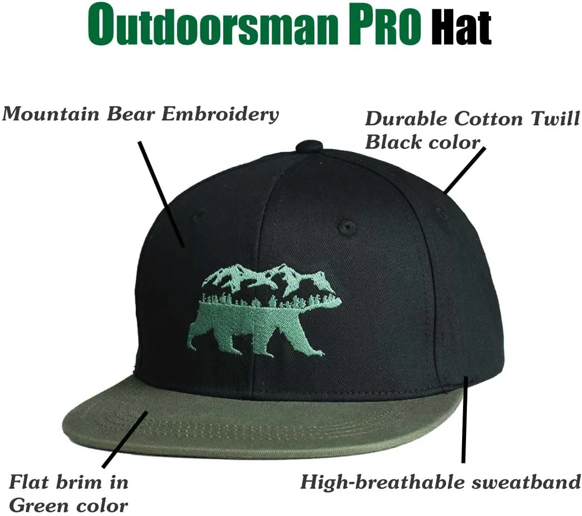 EDTREK Performance Outdoorsman Snapback Truck Hat with Flat Brim - Unique Animal Embroidery