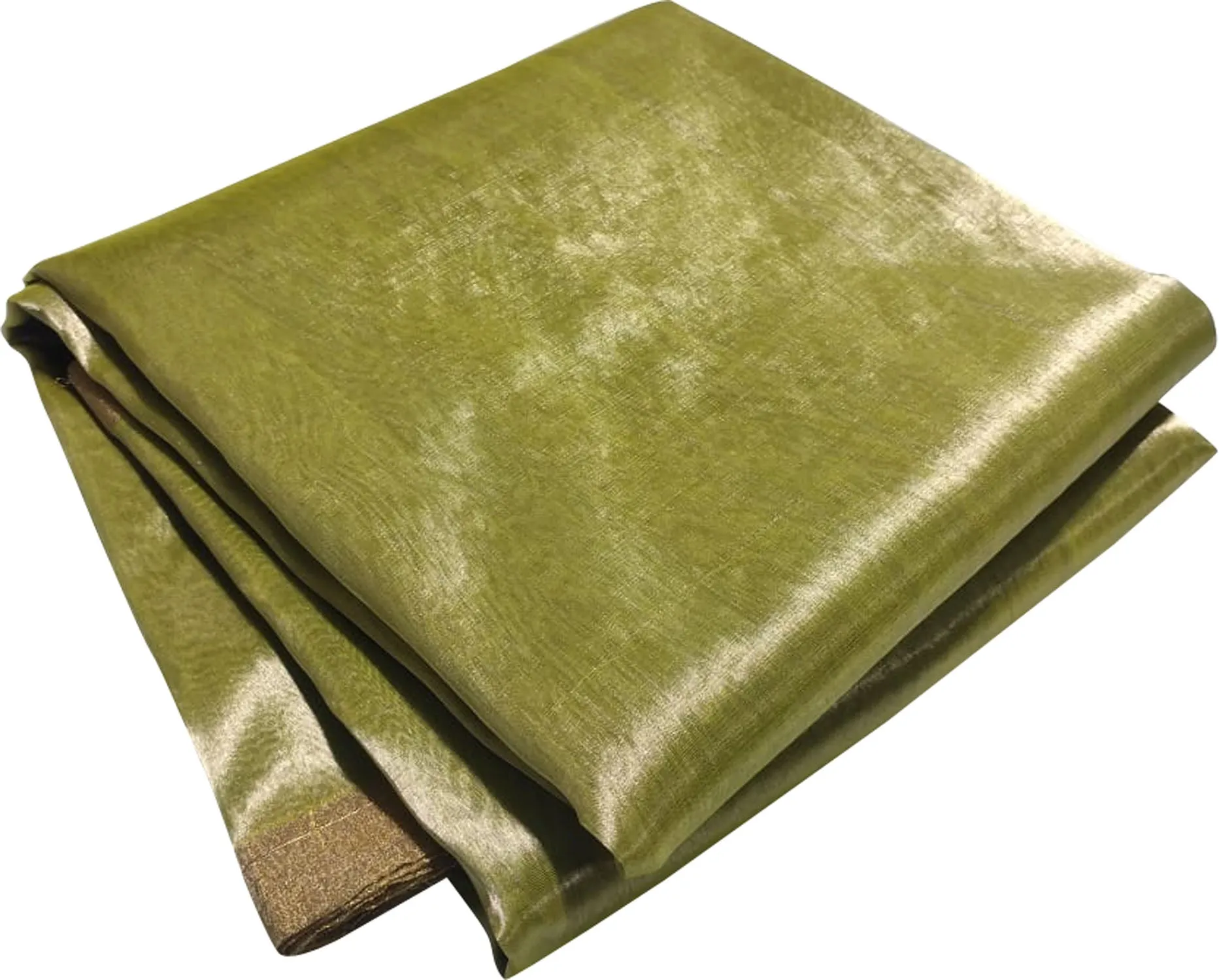 Elegant Green Chanderi Handloom Pure Tissue Saree