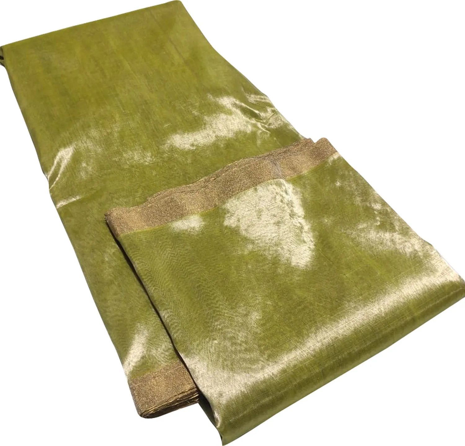 Elegant Green Chanderi Handloom Pure Tissue Saree