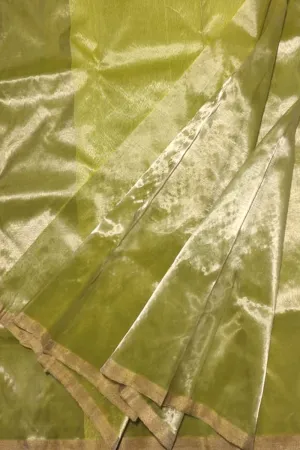 Elegant Green Chanderi Handloom Pure Tissue Saree