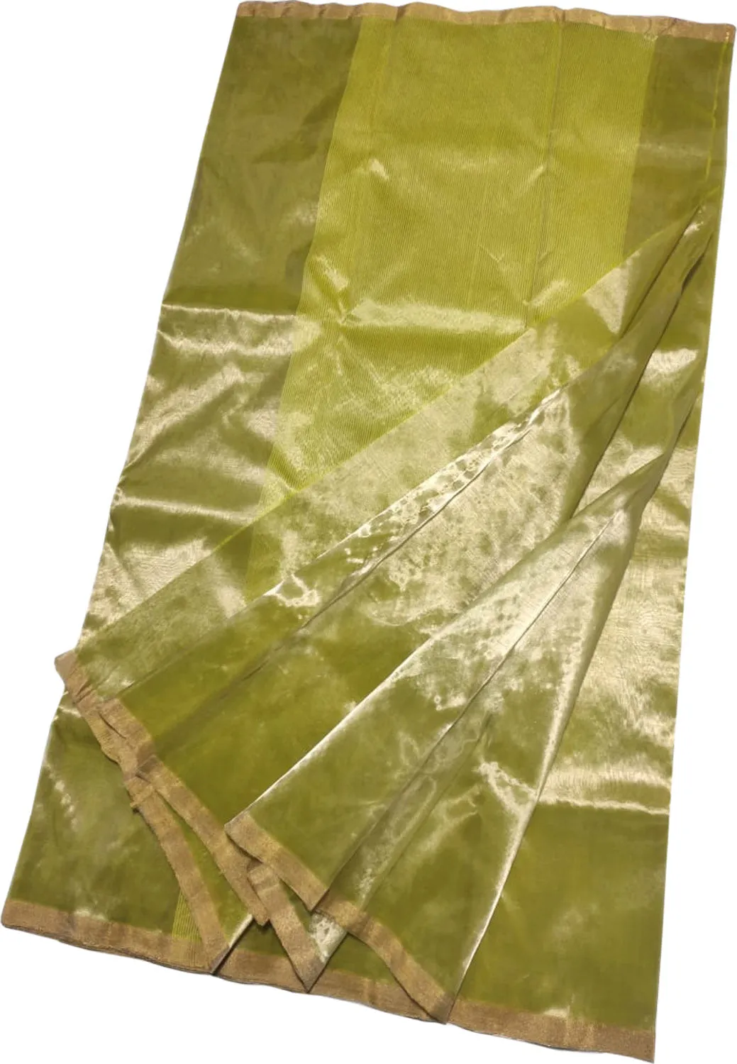Elegant Green Chanderi Handloom Pure Tissue Saree
