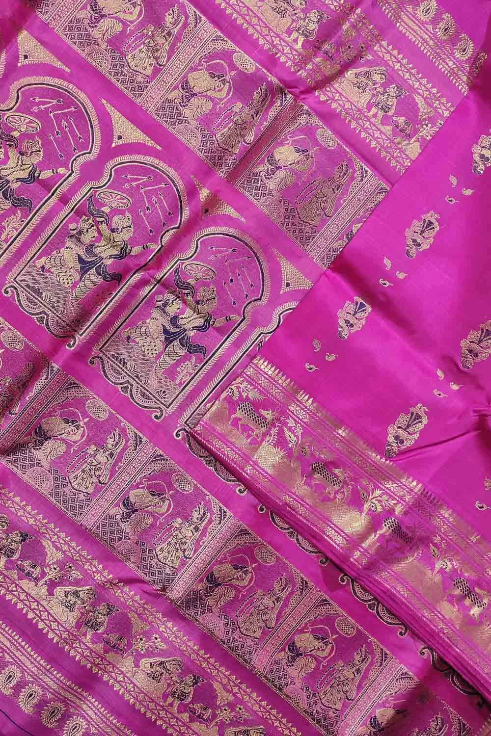 Exquisite Pink Swarnachari Handloom Silk Saree