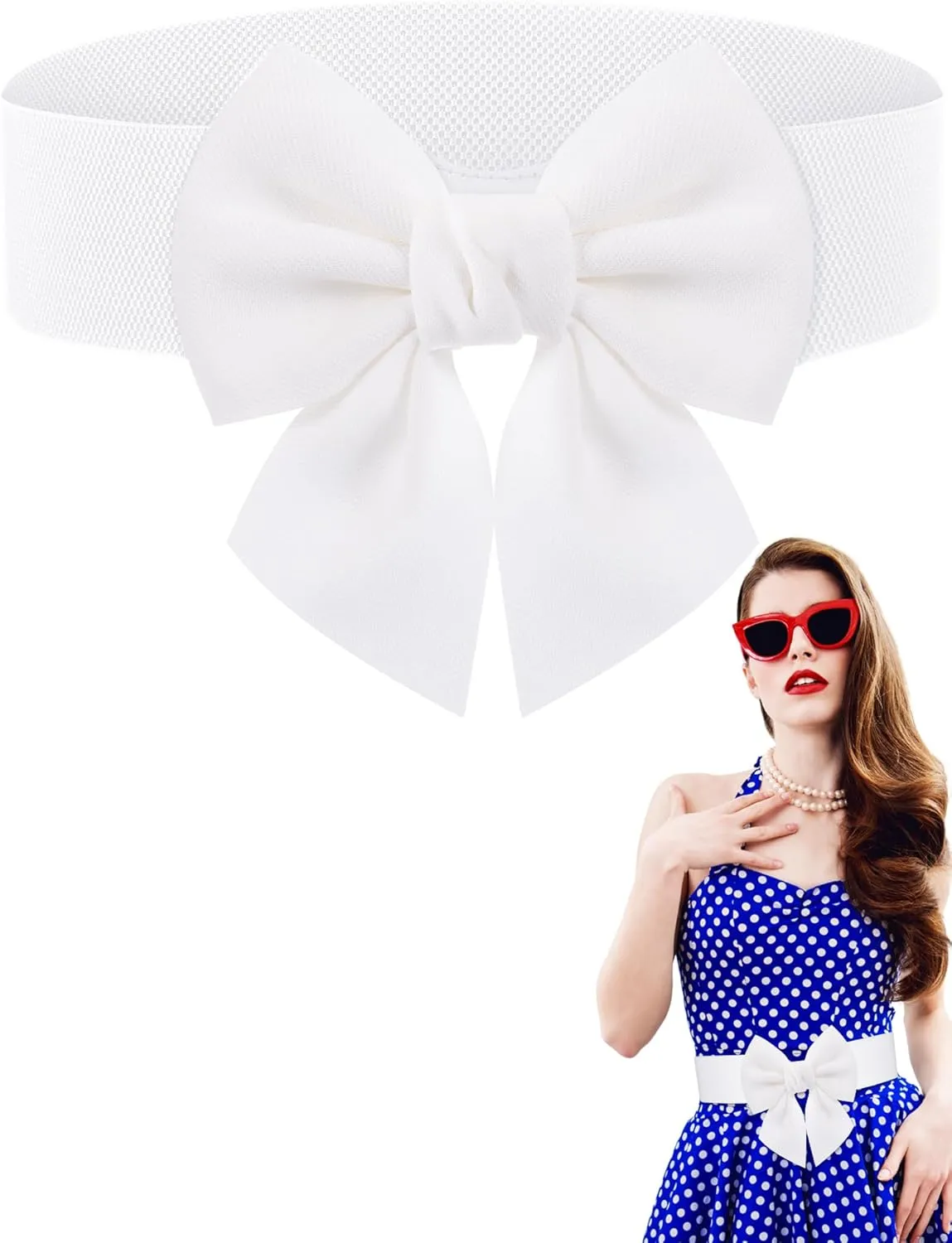 Geyoga Women Bow Belt Elastic Waist Belt Bowknot Stretchy Corset Dress Sash 2.4'' Wide
