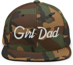 Girl Dad Vintage Sports Script Flat Bill Brim Snapback Hat