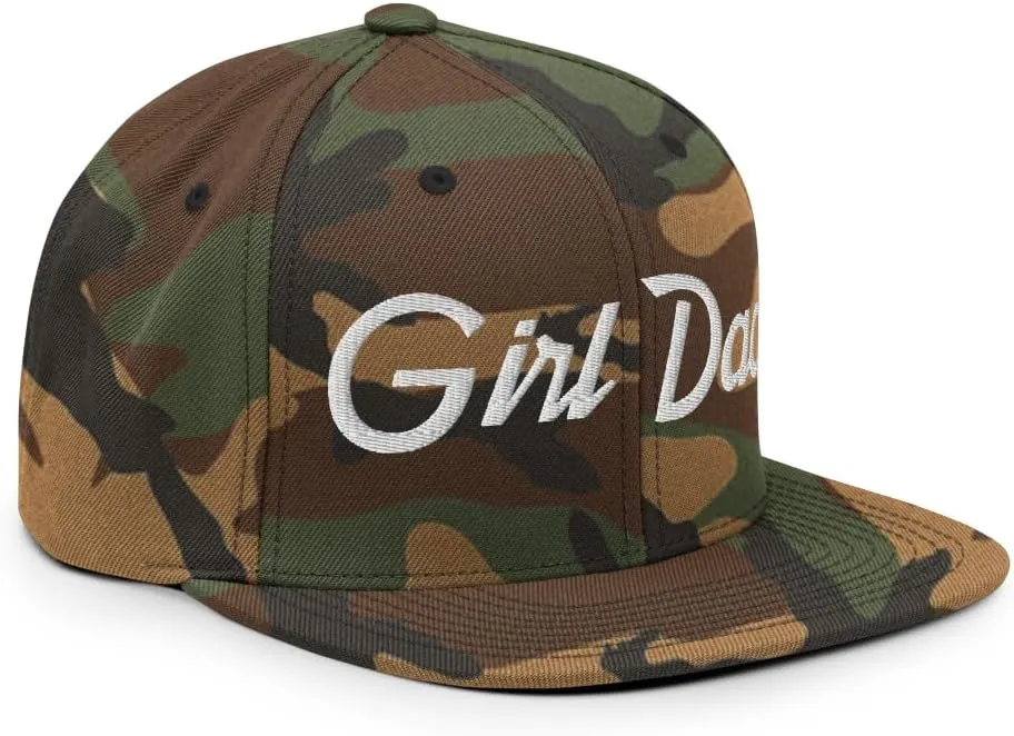 Girl Dad Vintage Sports Script Flat Bill Brim Snapback Hat