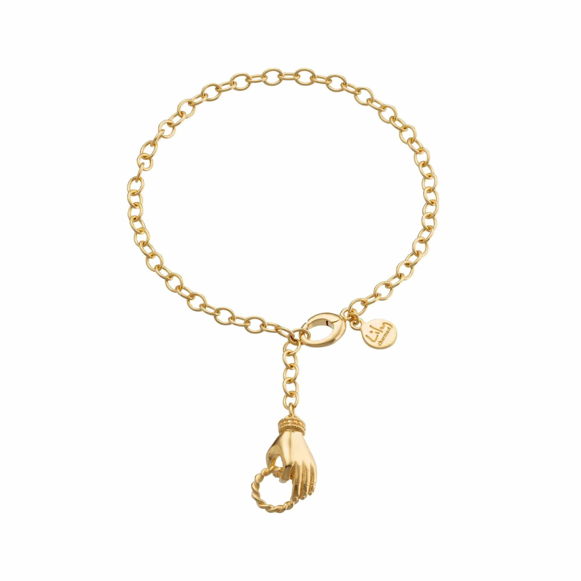 Gold Plated In Safe Hands Charm Collector Bracelet