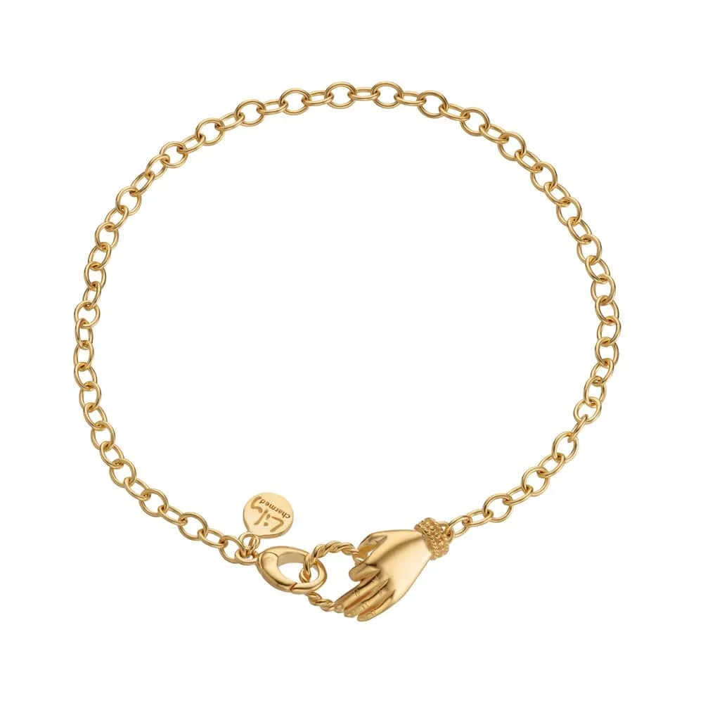 Gold Plated In Safe Hands Charm Collector Bracelet