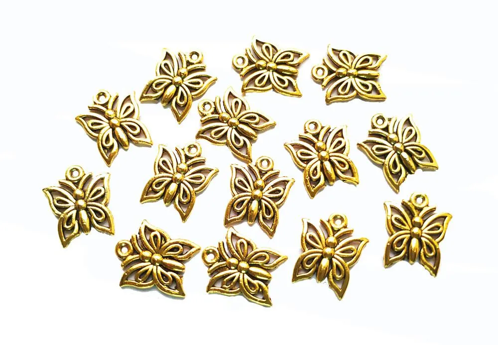 Golden German Silver Fancy Butterfly Charms