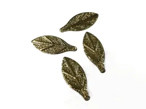 Golden Leaf Metal Charms (28x12 mm)