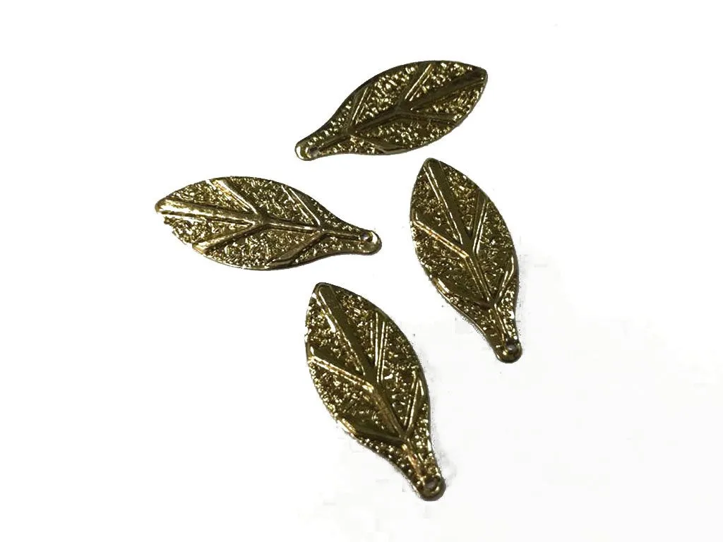 Golden Leaf Metal Charms (28x12 mm)
