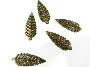 Golden Leaf Metal Charms (32x12 mm)