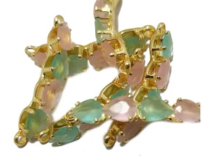 Green & Peach Caterpillar Stone Charms