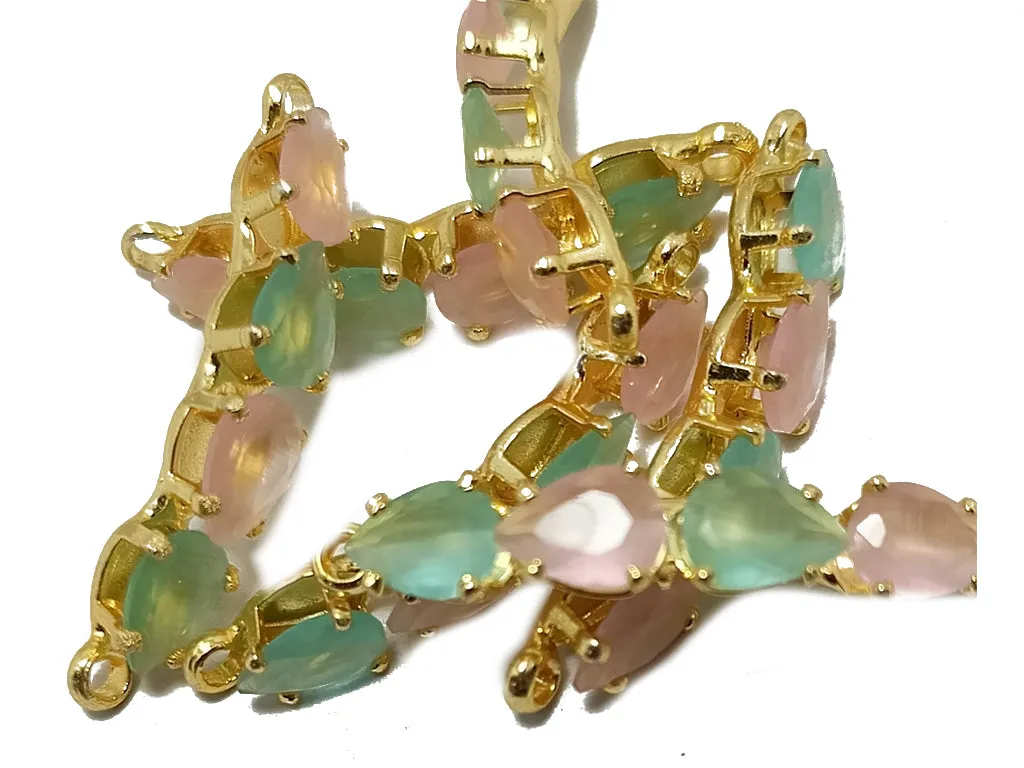 Green & Peach Caterpillar Stone Charms